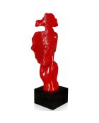 Sculpture Visage & Main rouge - 48x16x14 cm