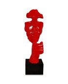 Sculpture Visage & Main rouge - 48x16x14 cm