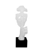 Sculpture Visage & Main blanche - 48x16x14 cm