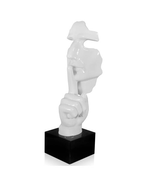 Sculpture Visage & Main blanche - 48x16x14 cm