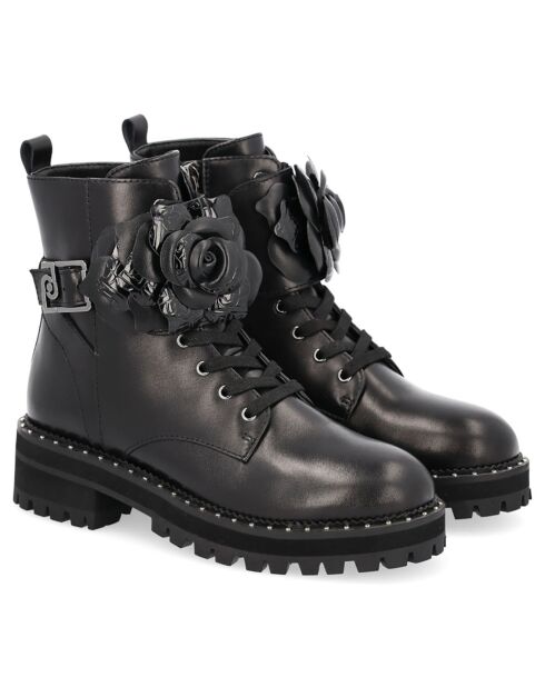 Boots en Cuir Pink noires