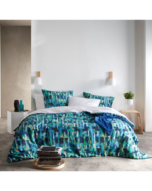Parure housse de couette Checkered verte