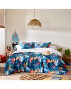 Parure housse de couette percale de coton Whales bleu foncé