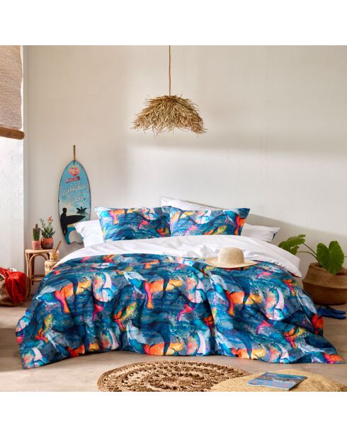 Dunkelblaues Bettwäsche-Set aus Baumwollperkal