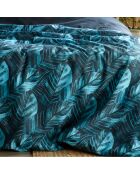 Parure housse de couette percale de coton Musa bleu nuit