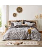 Parure housse de couette percale de coton Cuzco gris stone