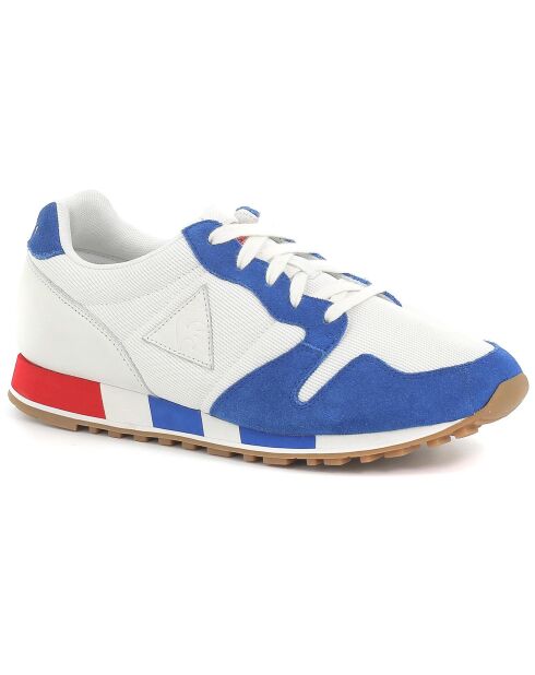 Sneakers en Velours de Cuir & Mesh Omega Made in France blanc/bleu/rouge