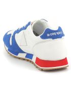 Sneakers en Velours de Cuir & Mesh Omega Made in France blanc/bleu/rouge