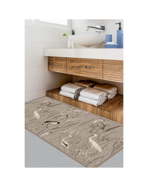 Tapis vinyle Oiseaux façon jute  multicolore - 50x100 cm