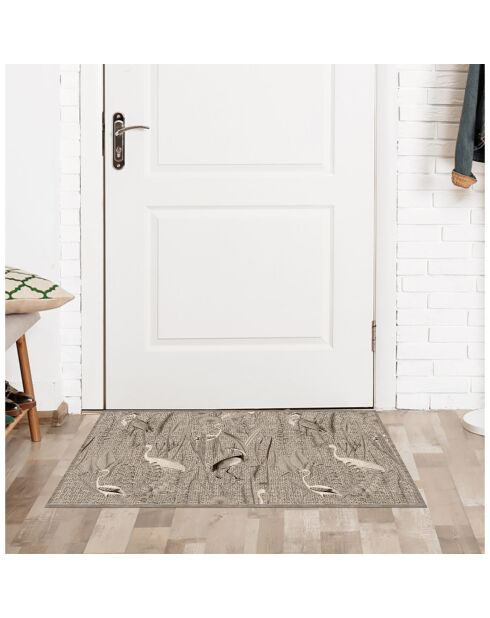 Tapis vinyle Oiseaux façon jute  multicolore - 50x100 cm
