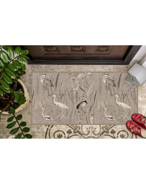 Tapis vinyle Oiseaux façon jute  multicolore - 50x100 cm