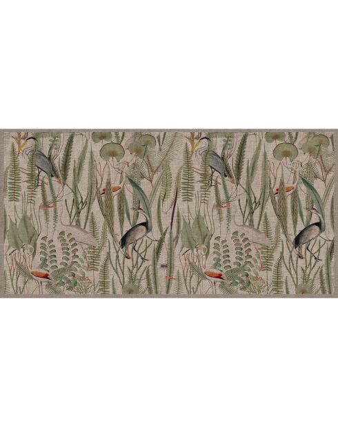 Tapis vinyle Oiseaux colorés façon jute  multicolore - 50x100 cm