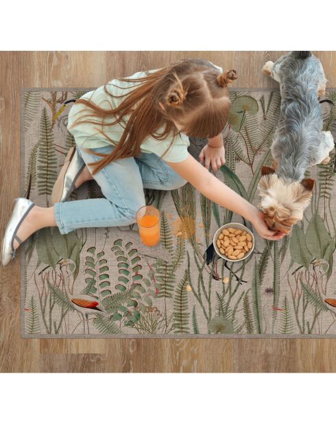 Tapis vinyle Oiseaux colorés façon jute  multicolore - 50x100 cm