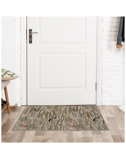 Tapis vinyle Oiseaux colorés façon jute  multicolore - 50x100 cm