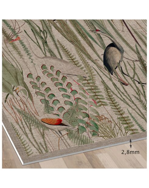 Tapis vinyle Oiseaux colorés façon jute  multicolore - 50x100 cm