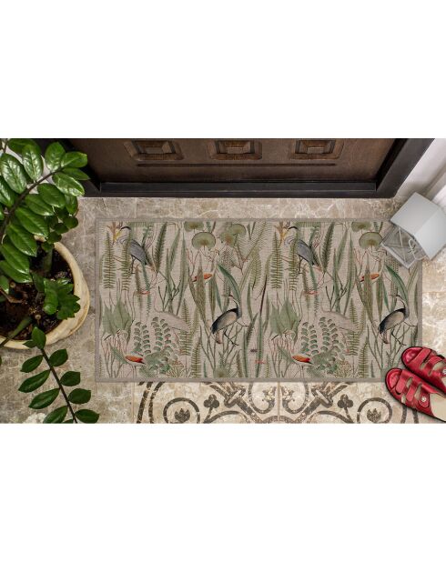 Tapis vinyle Oiseaux colorés façon jute  multicolore - 50x100 cm