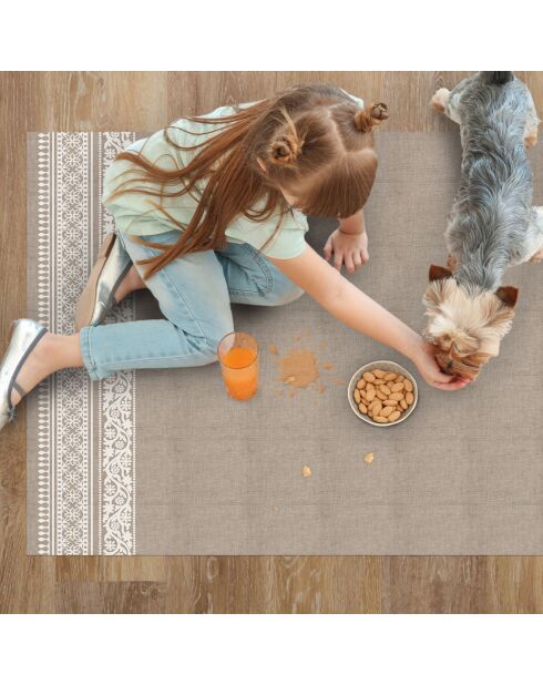 Tapis vinyle Samir beige - 66x100 cm