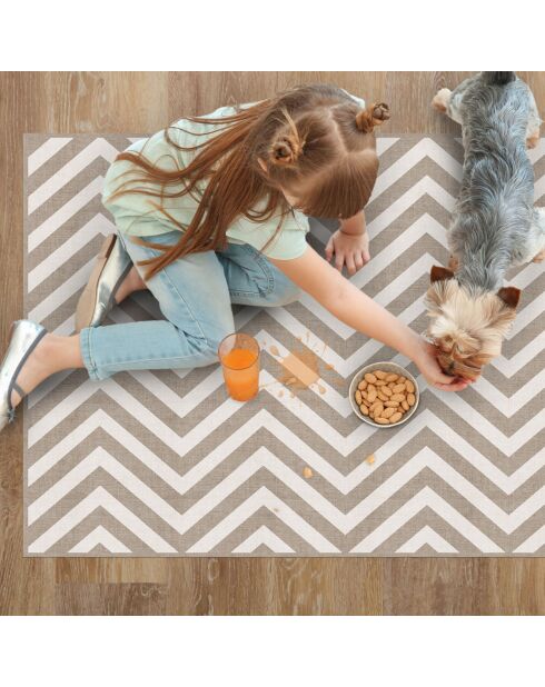 Tapis vinyle Naturel chevron horizontal beige - 66x100 cm
