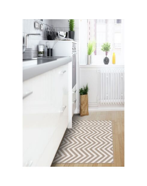 Tapis vinyle Naturel chevron horizontal beige - 66x100 cm