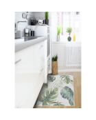 Tapis vinyle Feuilles vertes naturelles blanc/vert - 66x100 cm
