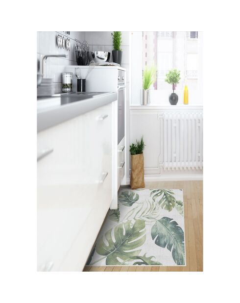 Tappeto in vinile Foglie verdi naturali bianco/verde - 66x100 cm