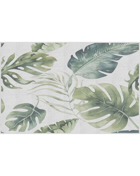 Tappeto in vinile Foglie verdi naturali bianco/verde - 66x100 cm
