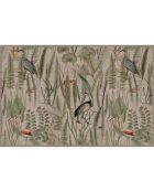 Tapis vinyle Oiseaux colorés façon jute  multicolore - 66x100 cm