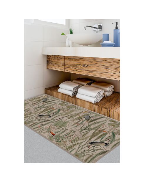 Tapis vinyle Oiseaux colorés façon jute  multicolore - 66x100 cm