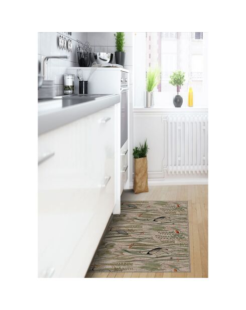 Tapis vinyle Oiseaux colorés façon jute  multicolore - 66x100 cm