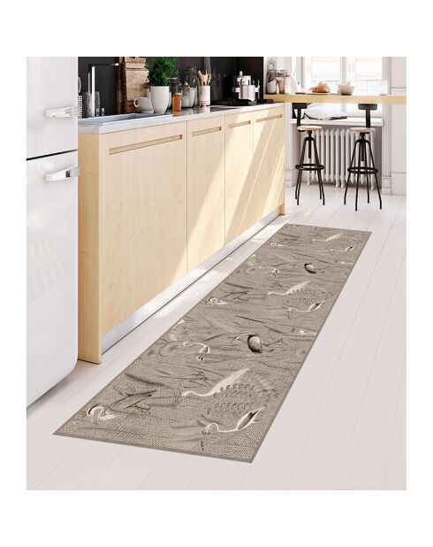 Mehrfarbiger Vinylteppich mit Vogelmotiv aus Jute - 66x180 cm