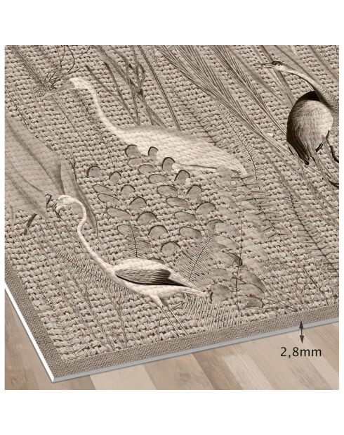 Mehrfarbiger Vinylteppich mit Vogelmotiv aus Jute - 66x180 cm