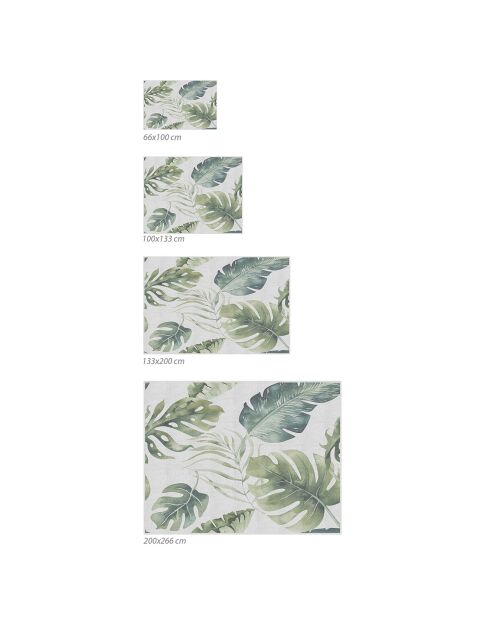 Tapis vinyle Feuilles vertes naturelles blanc/vert - 100x133 cm