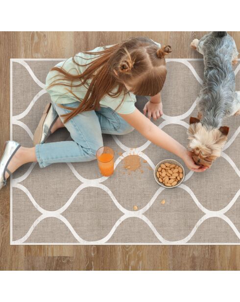 Tapis vinyle Treillis naturel beige - 100x133 cm