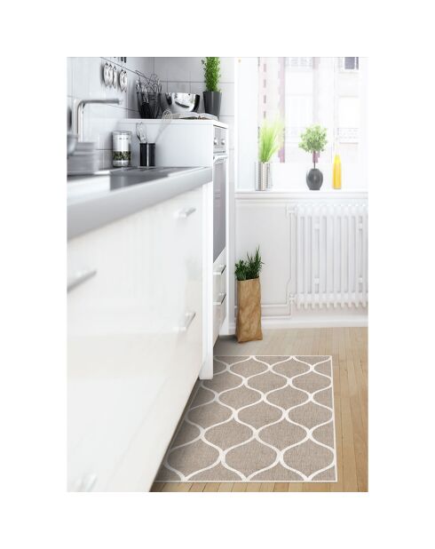Tapis vinyle Treillis naturel beige - 100x133 cm