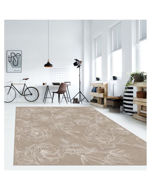 Vinylteppich mit natürlichen beigen Rosen - 100x133 cm