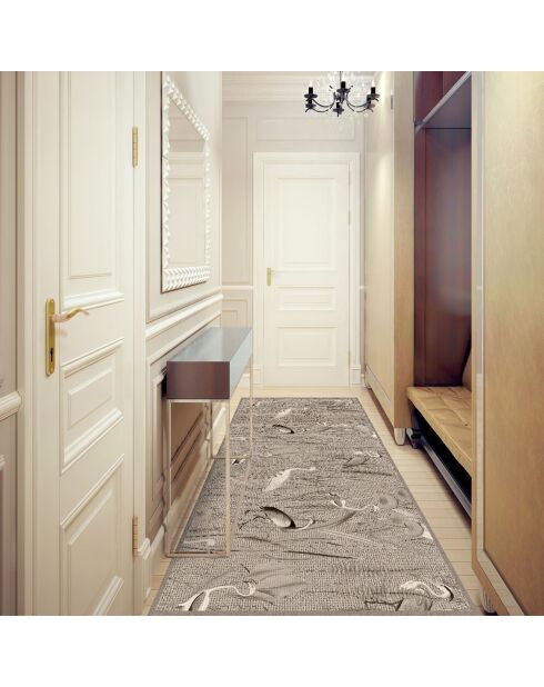 Tapis vinyle Oiseaux façon jute  multicolore - 80x300 cm