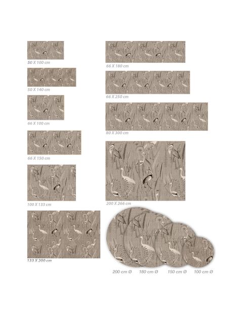 Tapis vinyle Oiseaux façon jute  multicolore - 80x300 cm