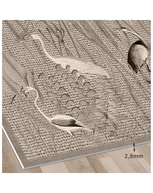 Tapis vinyle Oiseaux façon jute  multicolore - 80x300 cm