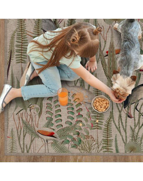 Tappeto in vinile Uccelli colorati multicolore effetto juta - 133x200 cm