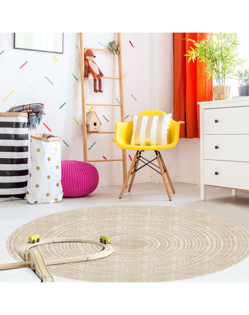 Tapis vinyle Kala beige - D.180 cm