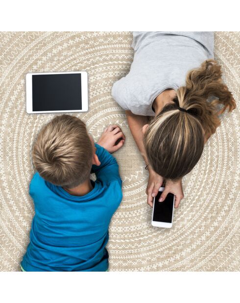 Tapis vinyle Kala beige - D.200 cm