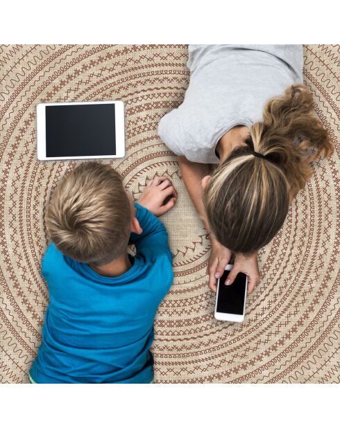 Tappeto vinilico beige Maya - D.200 cm