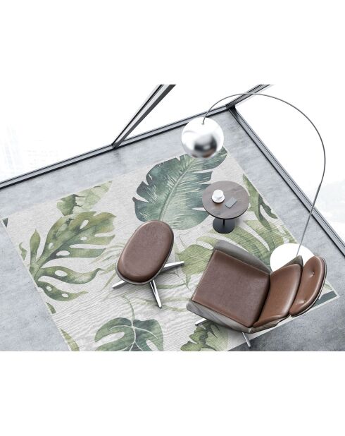 Tapis vinyle Feuilles vertes naturelles blanc/vert - 200x266 cm