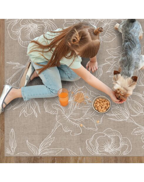 Vinylteppich mit natürlichen beigen Rosen - 200x266 cm