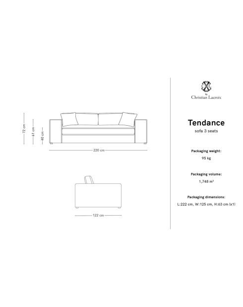 Canapé Tendance 3 Places jaune - 220x122x72 cm