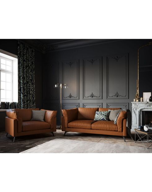 Canapé en Cuir Camille 2 Places marron - 182x95x88 cm