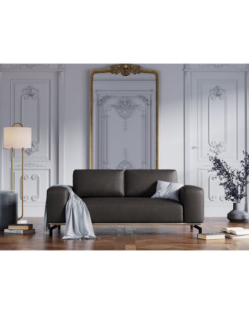 Canapé en Cuir Marc 2 Places noir - 184x104x84 cm