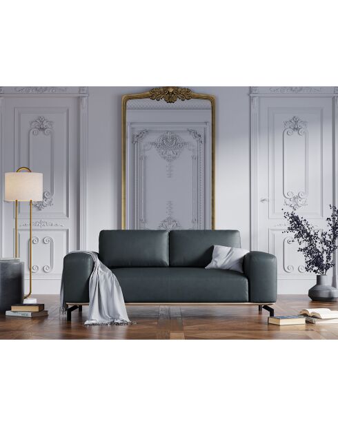 Canapé en Cuir Marc 2 Places bleu - 184x104x84 cm