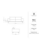 Canapé en Cuir Marc 3 Places bleu - 234x104x84 cm