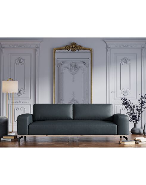 Canapé en Cuir Marc 3 Places bleu - 234x104x84 cm